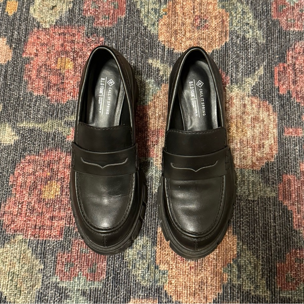 Call It Spring Black Leather Loafers
